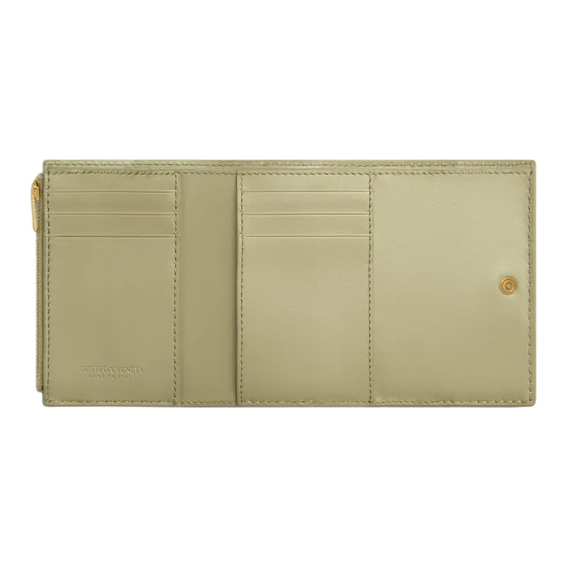 Bottega Veneta Cow Leather Wallet Women's Cave Stone Green With Natural Texture-1