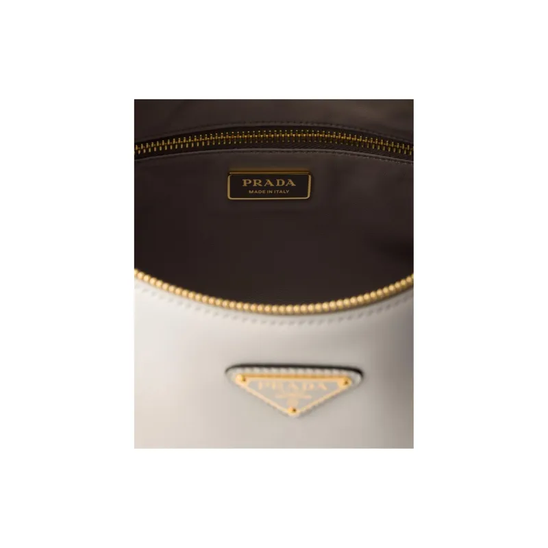 PRADA Leather Hobo Bag Handbag Shoulder Bag Women's White-4