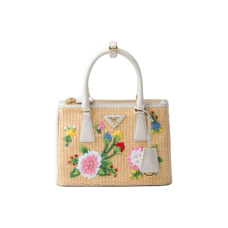 PRADA Leather Shoulder Bag Crossbody Bag Handbag Small Size Women's Tan & White-0