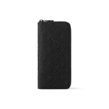 LOUIS VUITTON Zippy Cow Leather Wallet Men's Black