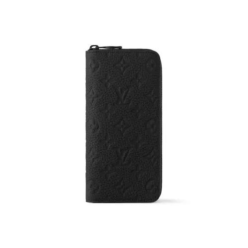 LOUIS VUITTON Zippy Cow Leather Wallet Men's Black