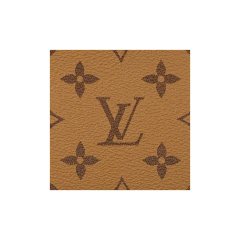 LOUIS VUITTON Monogram Reverse Coated Canvas Cow Leather Patchwork Clutch Unisex Brown-4