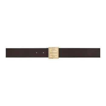 GIVENCHY Logo Design Smooth Buckle Calfskin Leather Belts Men's Brown Width: 4CM