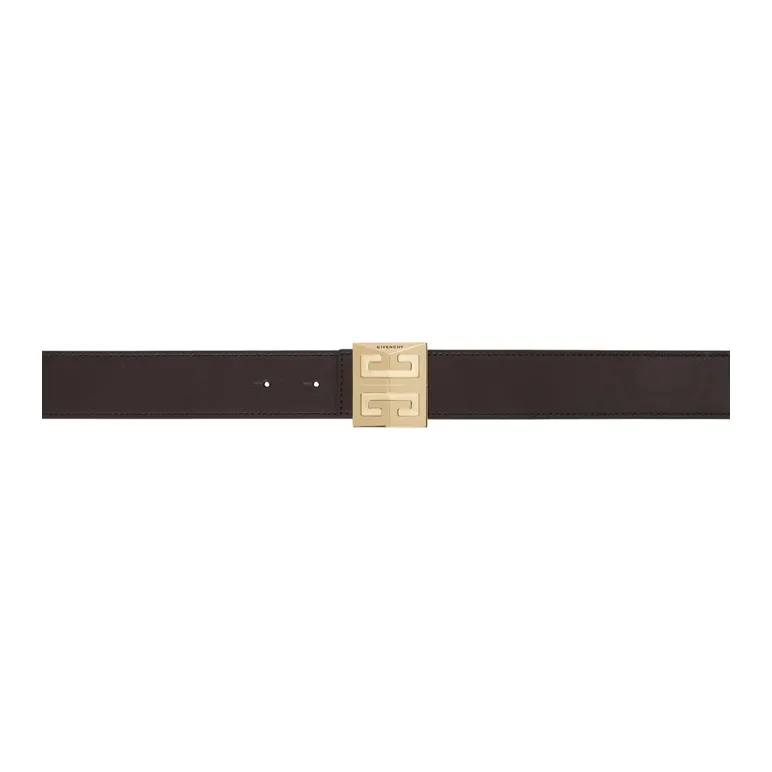 GIVENCHY Logo Design Smooth Buckle Calfskin Leather Belts Men's Brown Width: 4CM-0