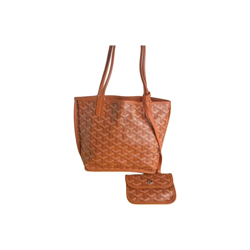 GOYARD Anjou PVC Bonded Cow Leather Tote Bag Shopping Bag Handbag Mini Women's Orange-0
