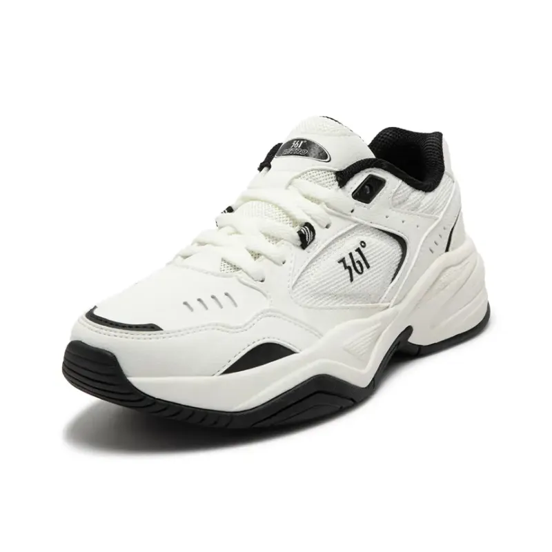 361° Sailing Series Wear Resistant Slip Resistant Low Top Chunky Sneakers Women's White Black-1