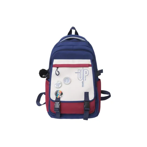 Kaka Tree Nylon Backpack Travel Bag Laptop Bag Unisex Black/Red Blue & Khaki/Blue