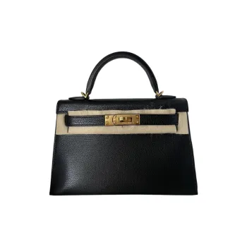 HERMES Mini Kelly Chamkila Goat Skin Kelly Bag Handbag Shoulder Bag Crossbody Bag Mini Women's 89 Noir Black