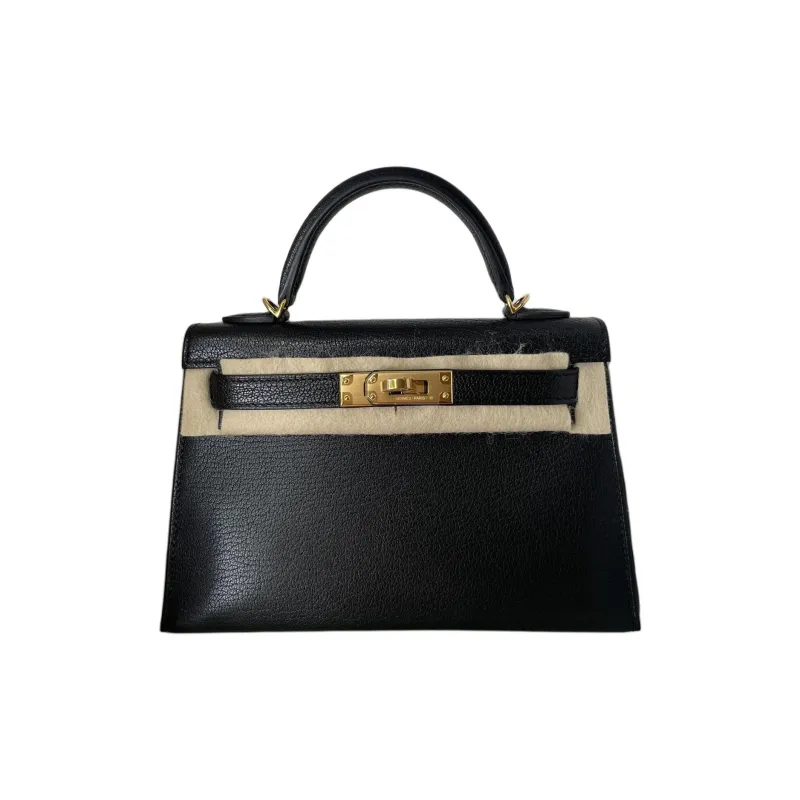 HERMES Mini Kelly Chamkila Goat Skin Kelly Bag Handbag Shoulder Bag Crossbody Bag Mini Women's 89 Noir Black-0
