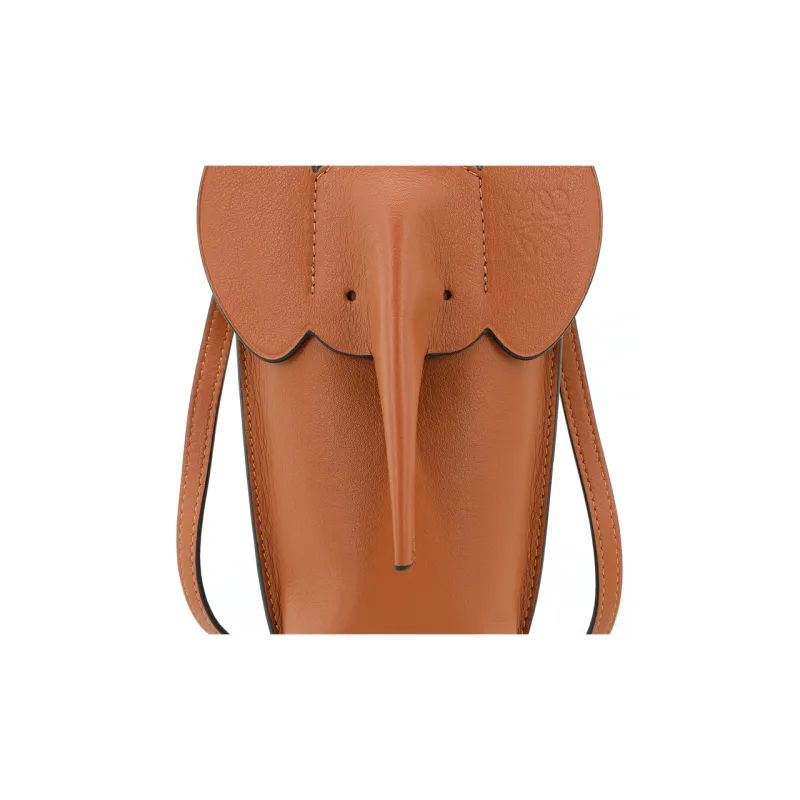 LOEWE Elephant Pocket Classic Calfskin Crossbody Bag With Cell Phone Pouch Regular Women's Brown-7