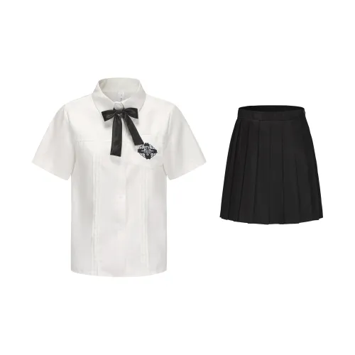 BETTERSAY Two Piece Skirt Sets Women's Shirts+Pleated Skirt