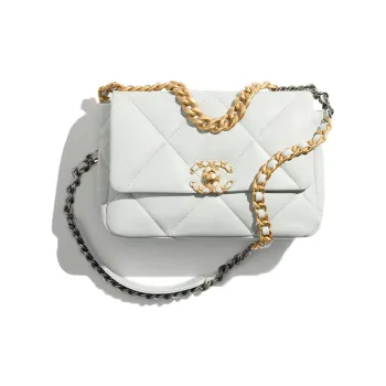 CHANEL 19Bag Lambskin Handbag, Shoulder Bag, Crossbody Bag Women's Light Gray Blue
