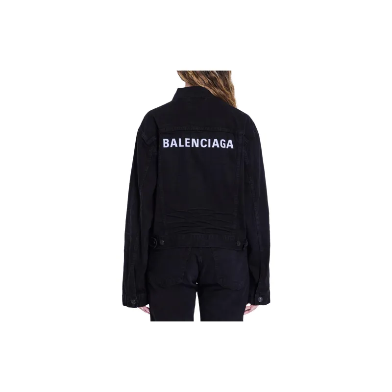 Balenciaga Collared Button Up Denim Jacket-1