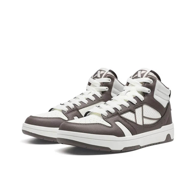 XTEP MAXX LITE Lightweight High-Top Skateboard Shoes Men's Sail White/Agarwood Brown-4