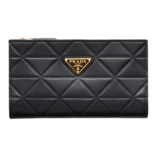 PRADA Leather Wallet Large Size Women's Black