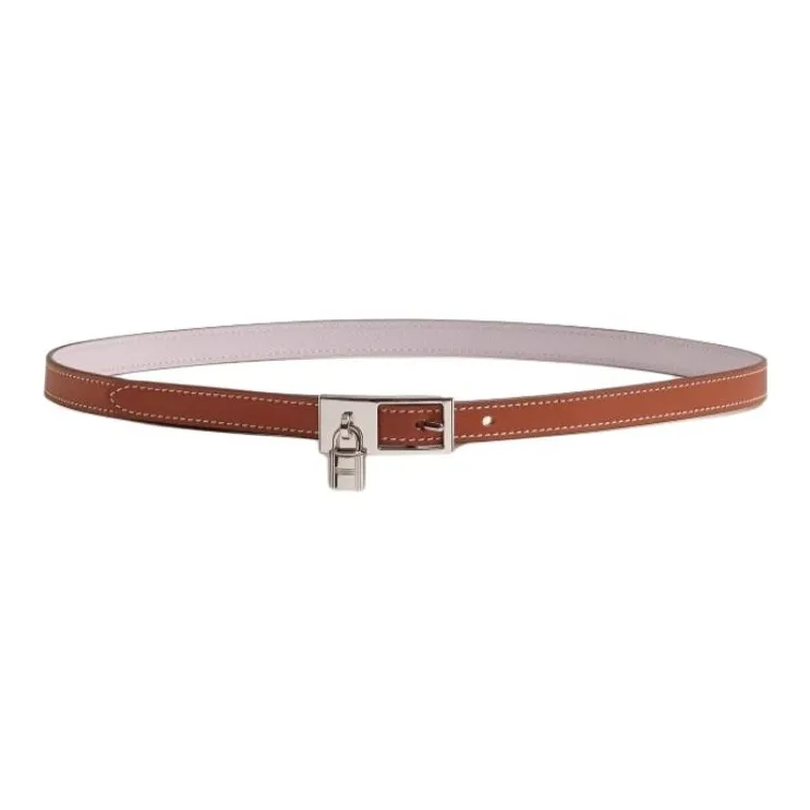 HERMES Brand Logo Calfskin Leather Belts Women's Multicolor Width: 1.5cm-2