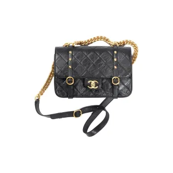 CHANEL 21B Fall Calfskin Cell Phone Pouch Coin Purse Messenger Bag Handbag Shoulder Bag Crossbody Bag Women's Black