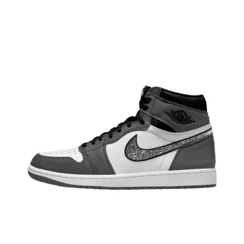 Swarovski x Jordan Air Jordan 1 Anti-Slip Wear-Resistant High-Top Vintage Basketball Shoes Women's Gray White
