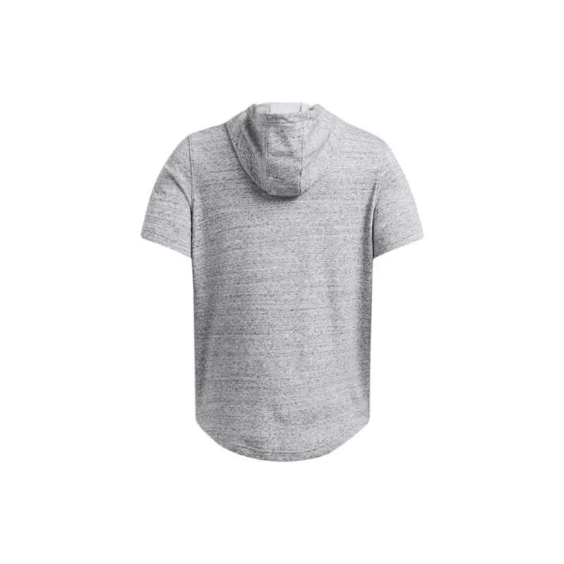 Under Armour Project Rock Terry Short Sleeve Hoodie Sweatshirt Men's Gray Medium Size Heather-1