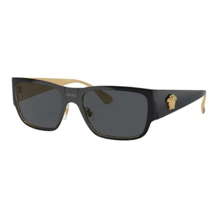 VERSACE Metal Square Sunglasses Men's Gold/Black-0