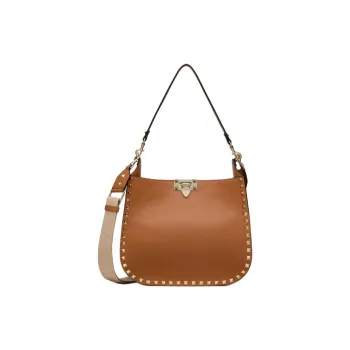 Valentino Grained Calfskin Portable Crossbody Bag Shoulder Bag Women's Almond