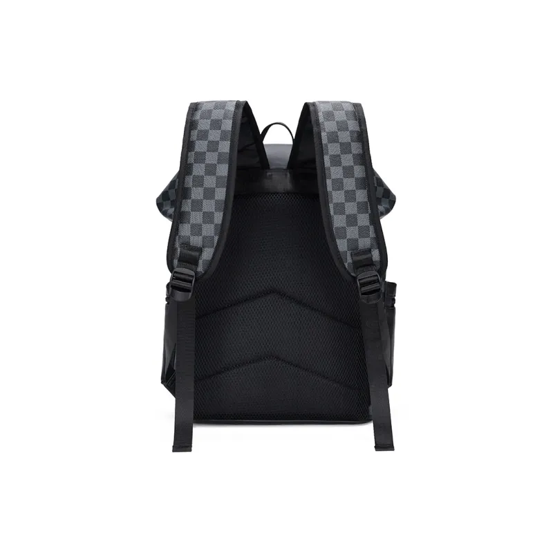 Kaka Tree PU Backpack Large Size Unisex Black/Brown-3
