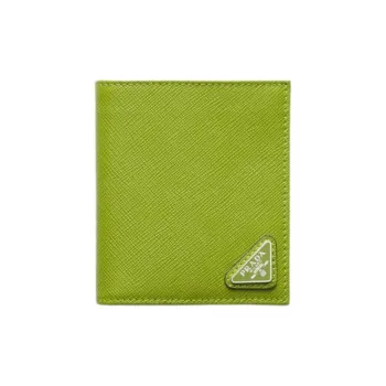 PRADA Cow Leather Wallet Men's Light Green