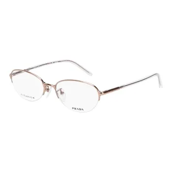 PRADA Titanium Oval Eyeglass Frames Women's Rose Gold