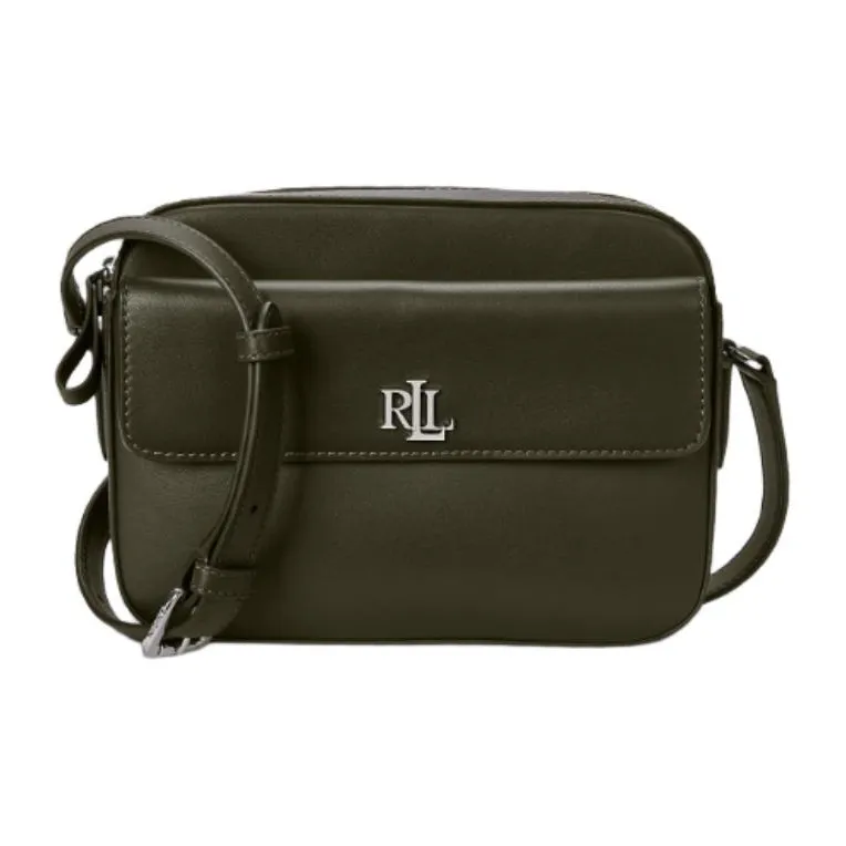 Ralph Lauren Cow Leather Shoulder Bag Crossbody Bag Medium Size Women's Dark Olive Green-0