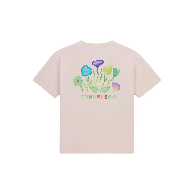 Converse Drop Shoulder Sleeve T-Shirt Women's Blush Pink-1