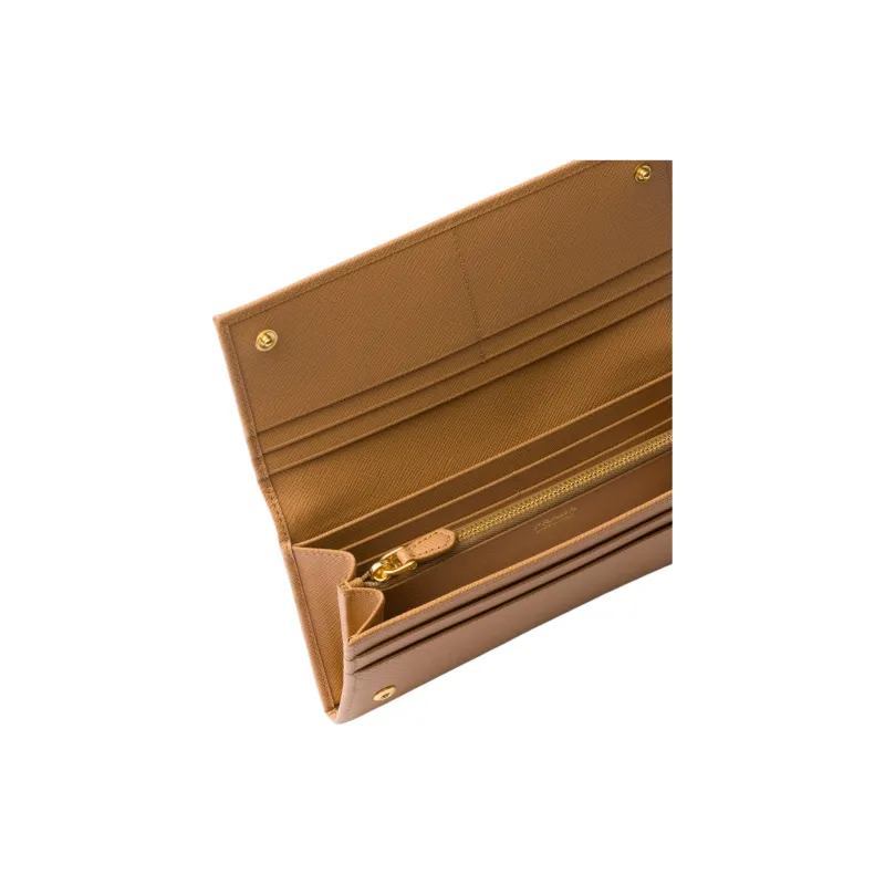 PRADA Saffiano Leather Wallet Large Size Women's Natural-3