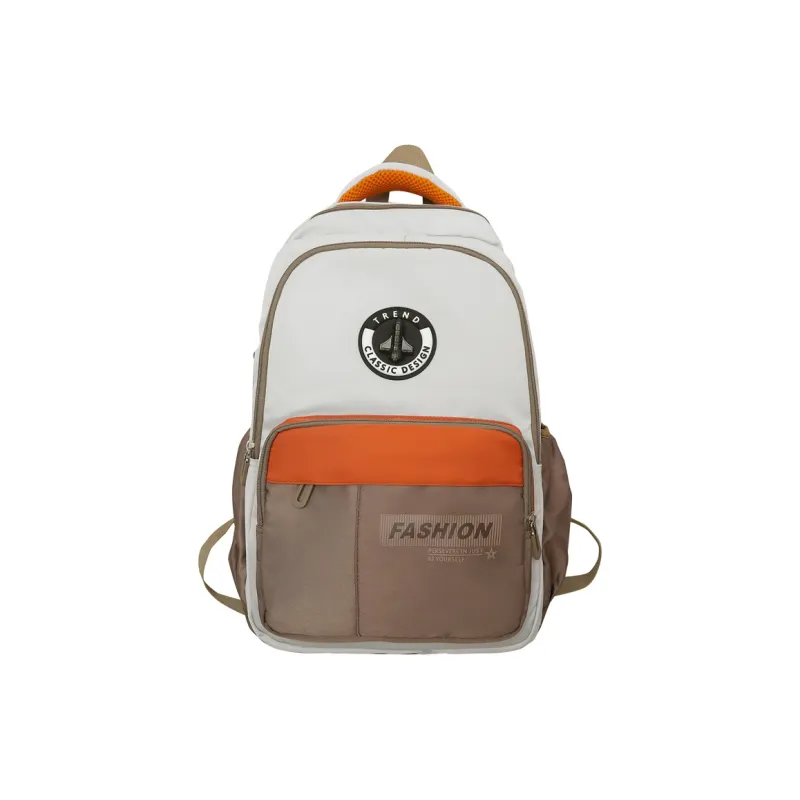 Kaka Tree Nylon Backpack Unisex Black/White & Black/Orange & Coffee/Green & Coffee-3
