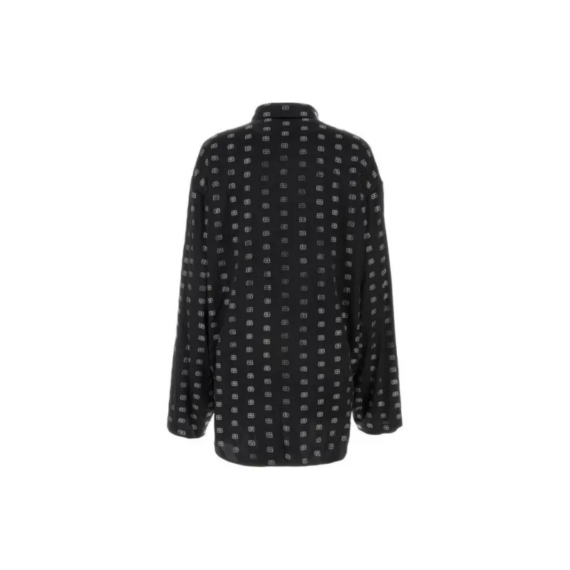 Balenciaga Allover Bb Logo Long Sleeved Shirt-1