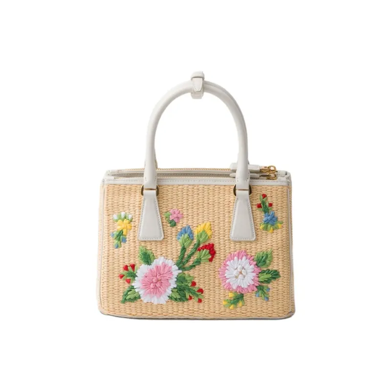 PRADA Leather Shoulder Bag Crossbody Bag Handbag Small Size Women's Tan & White-2