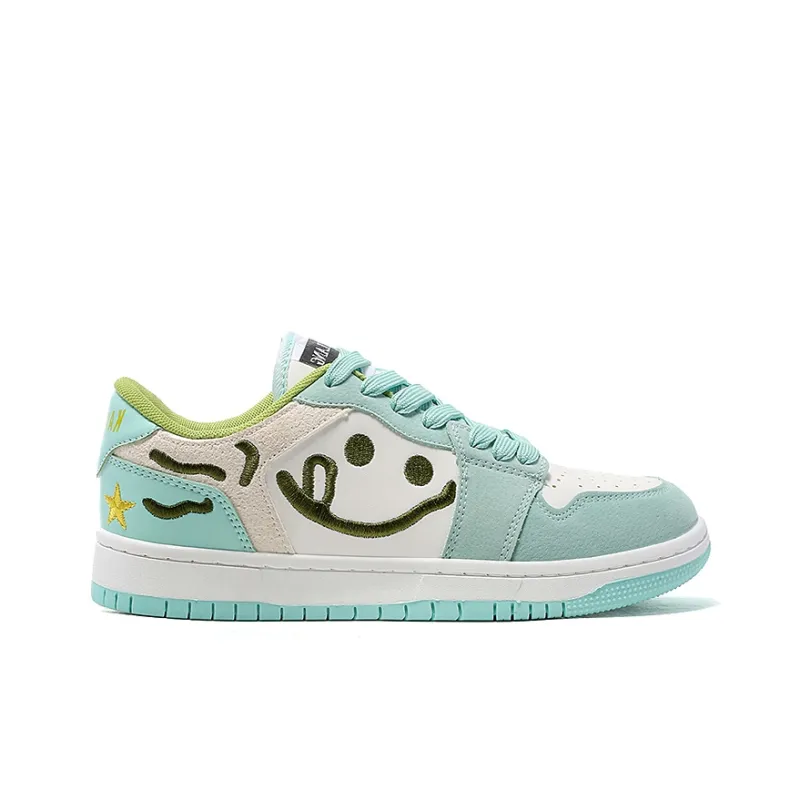 OUBT Refreshing Smiley Face, Preppy Style Casual Shoes Low Top Skateboard Shoes Unisex Fresh Green-1