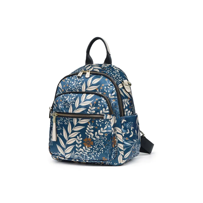 SANTA BARBARA POLO & RACQUET CLUB Fabric Cow Leather Patchwork Backpack Women's Blue/Royal Blue-7