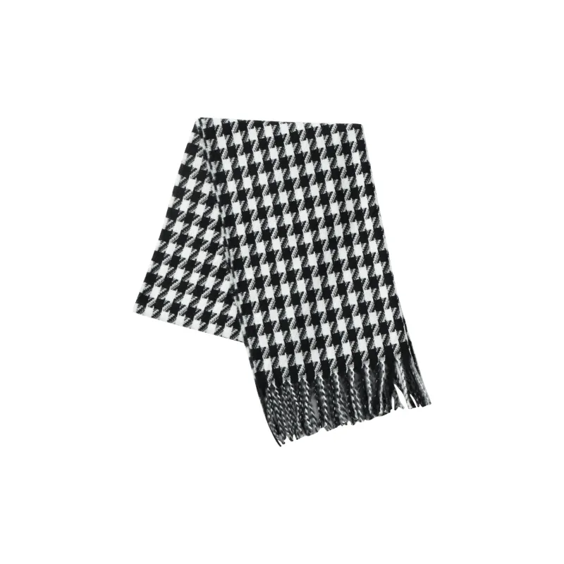 CAMEL Polyester Knit Scarves Unisex Black White-0