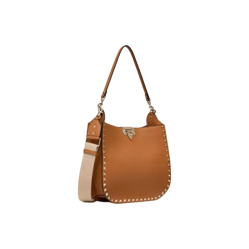 Valentino Grained Calfskin Portable Crossbody Bag Shoulder Bag Women's Almond-1