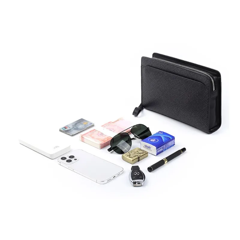 DOSRFINI Genuine Leather Clutch Large Size Men's Black-3