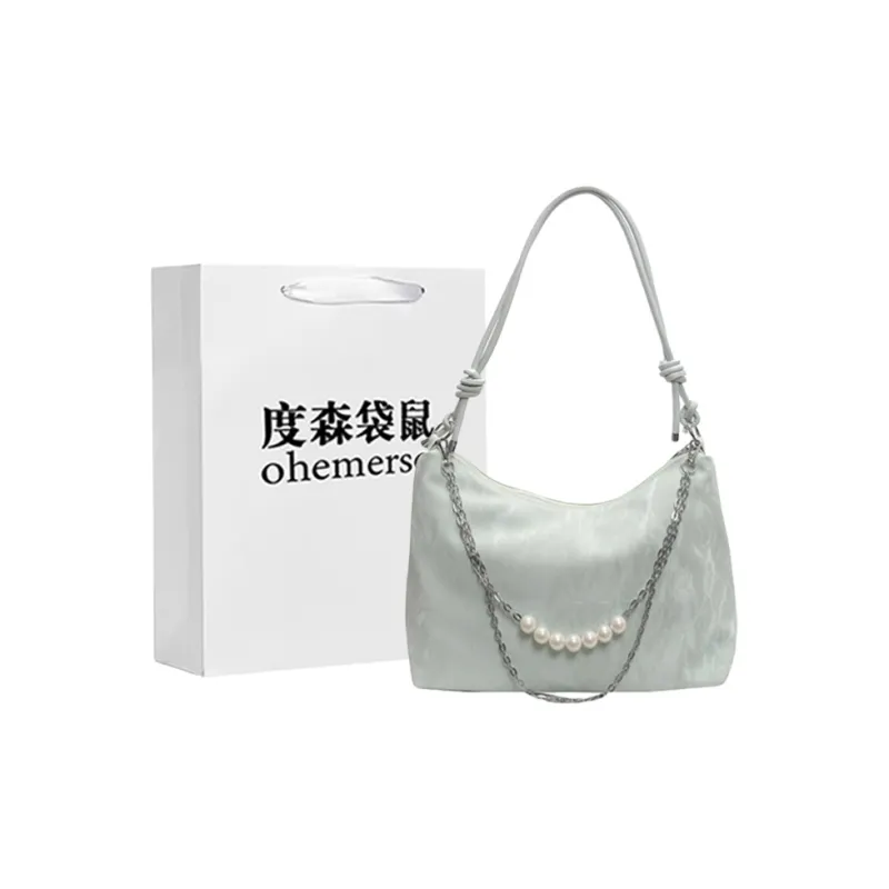 Dusen Kangaroo PU Tote Bag, Shoulder Bag Regular Women's Ecru/Silver/Black/Green-23