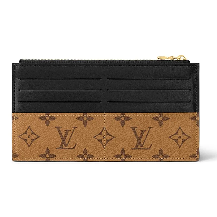 LOUIS VUITTON Monogram Reverse Coated Canvas Cow Leather Patchwork Clutch Unisex Brown-2