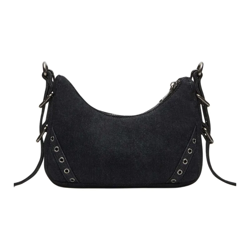 STEVE MADDEN Denim Hobo Bag Handbag Mini Women's Black-2