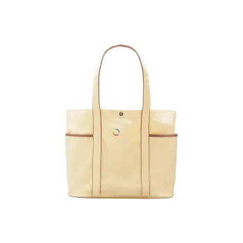 Lululemon Cotton Canvas One Shoulder Handbags Regular Unisex Swirl Yellow With Spanish Oak