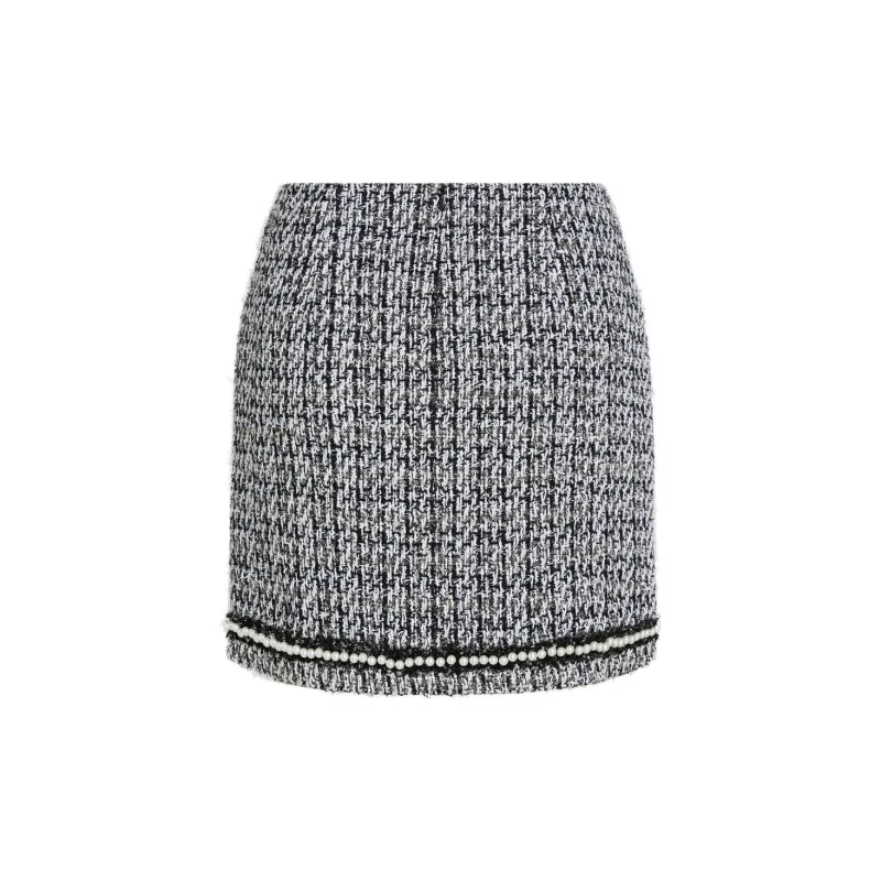 Karl Lagerfeld Pearl embellished Bouclé Mini Skirt-1