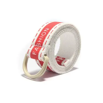 Mulinsen Korean Style Stripes Contrast Print Double Ring Buckle Student Decoration Pants Canvas Alloy Belt Unisex 3.8cm