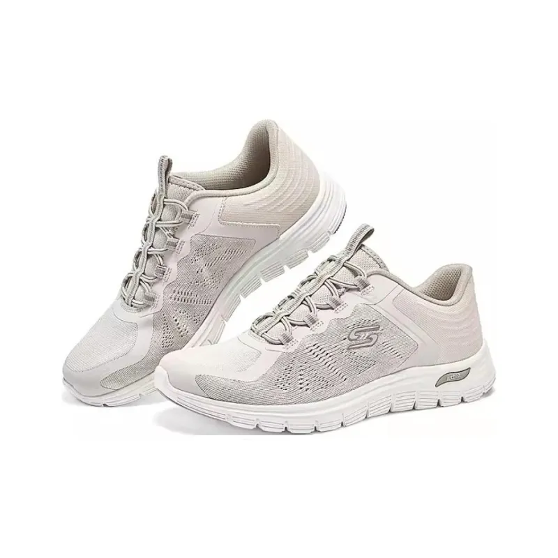 Skechers Arch Fit Anti Slip Wear Resistant Low Top Casual Shoes Women's Ecru-3