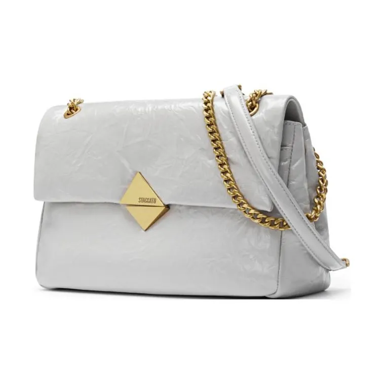Staccato Cow Leather Crossbody Bag Women's Rubber Strap Black/Post Apocalyptic Gray-5