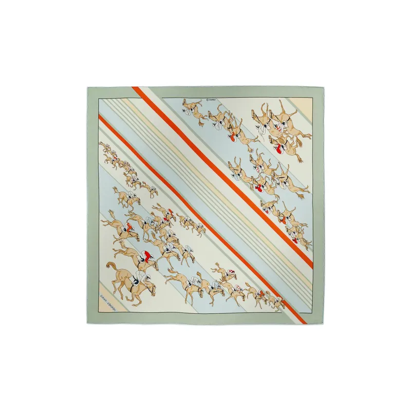 HERMES Silk Silk Scarves Unisex Green/Blue/Orange-1