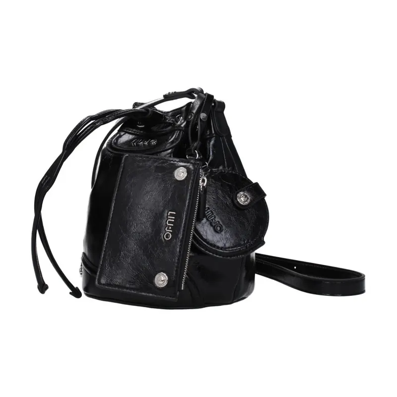 LIU·JO Polyester Bucket Bag, Shoulder Bag, Crossbody Bag Mini Women's Black & Silver-1