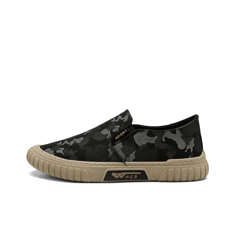 Bull Charm Anti Slip Wear Resistant Low Top Canvas Shoes Men's-0